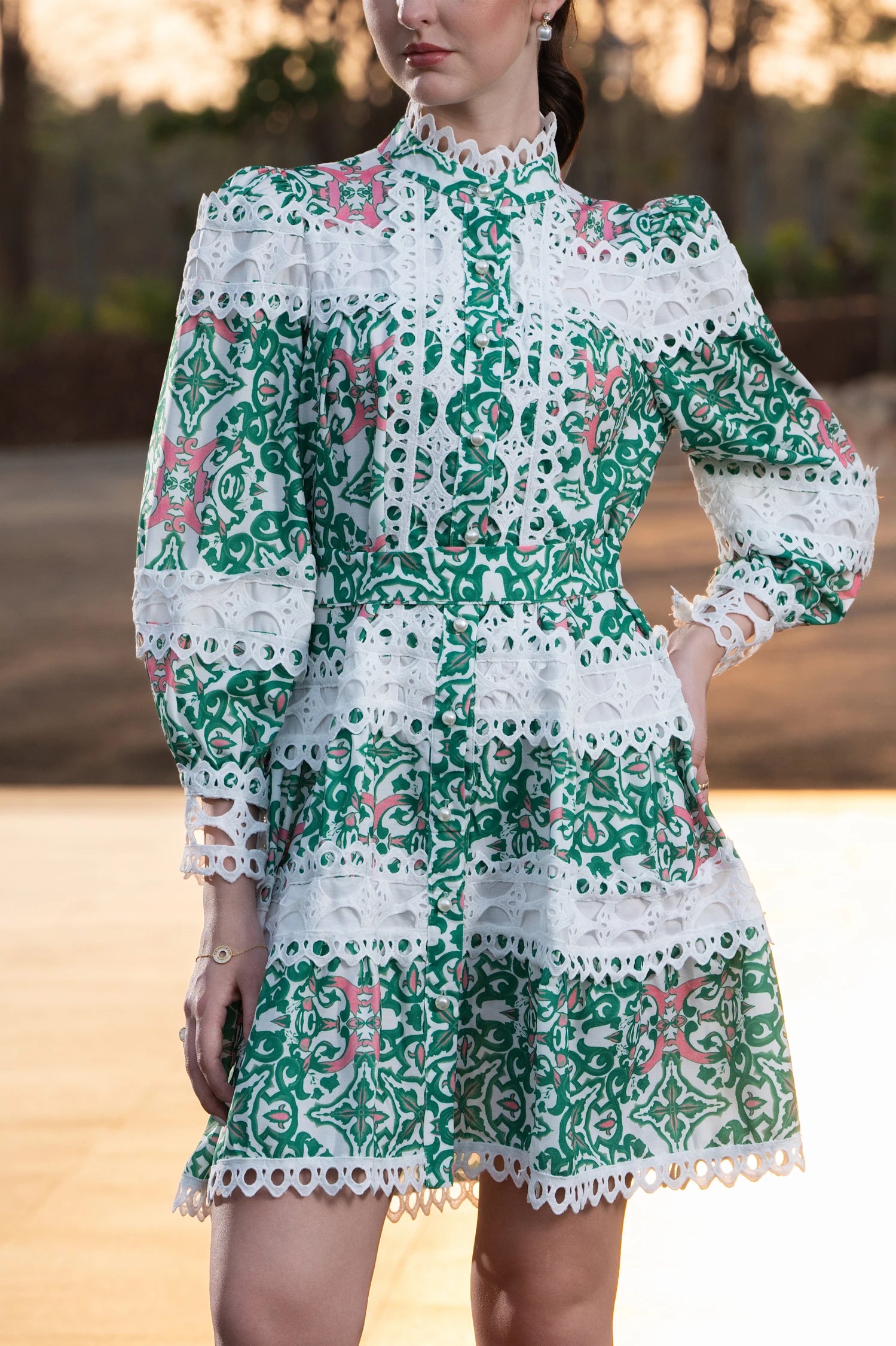 The Capri Lace Dress - Green