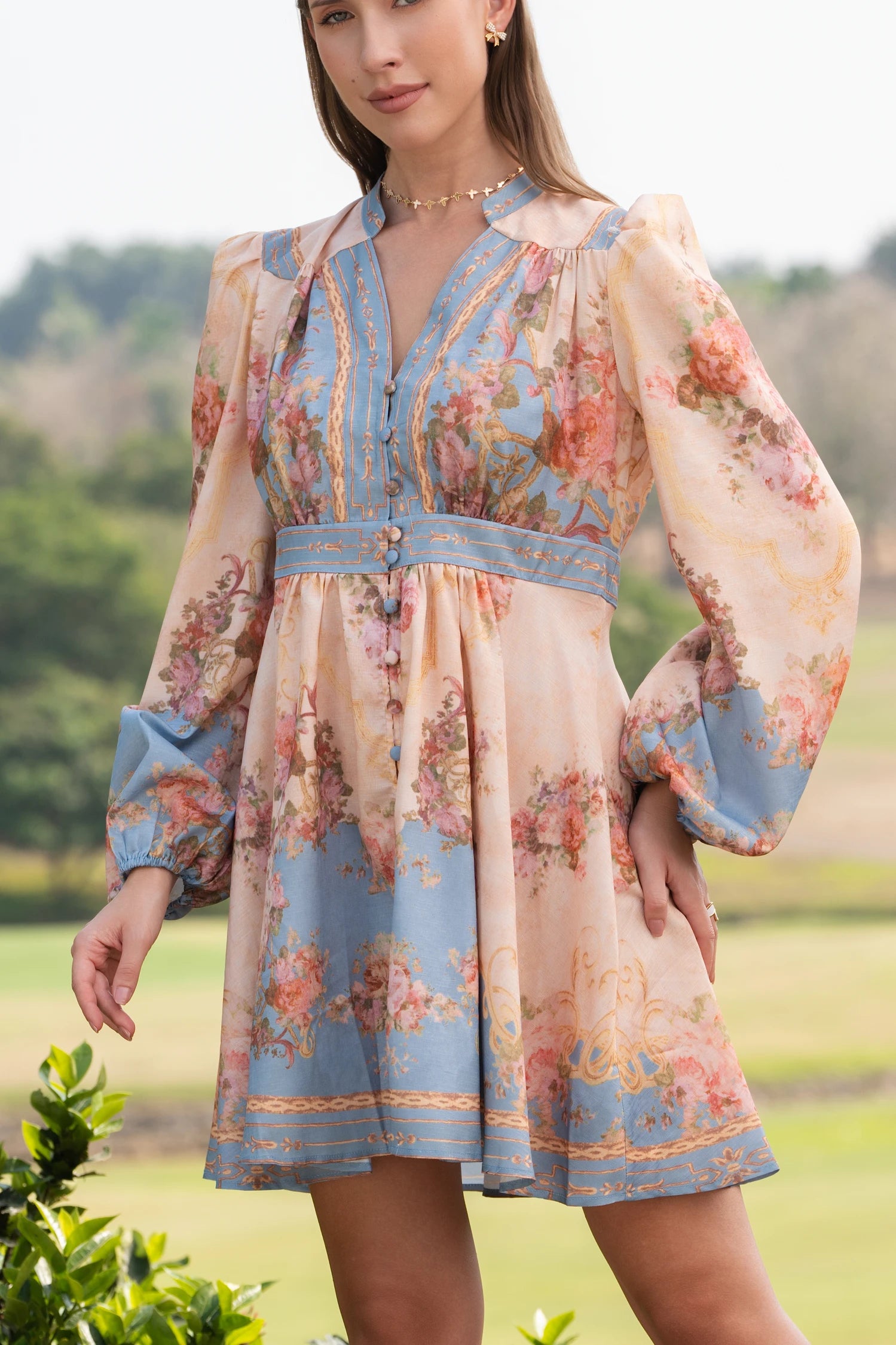 The Duchess Bloom Dress-Blue